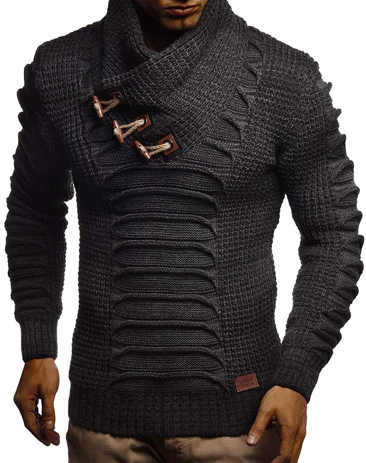 Pull en grosse maille pour homme avec col châle innovant et design rustique Chic und Stil