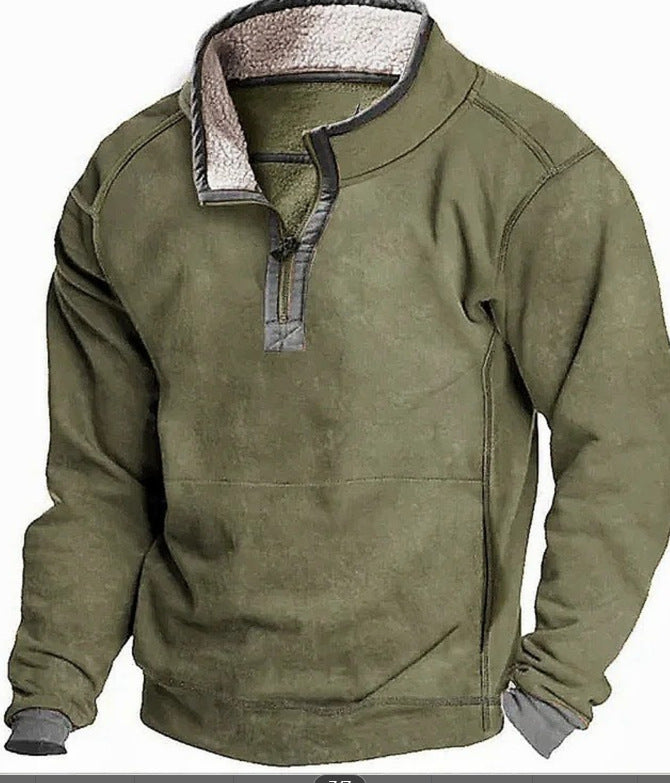Fleece pullover for men with high collar and practical zipper Chic and Style