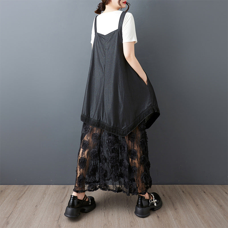 Robe tablier grande taille pour femmes avec superposition florale Chic und Stil
