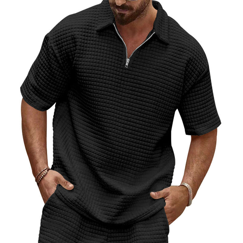 T-shirt polo décontracté pour hommes à manches courtes avec design texturé Chic und Stil