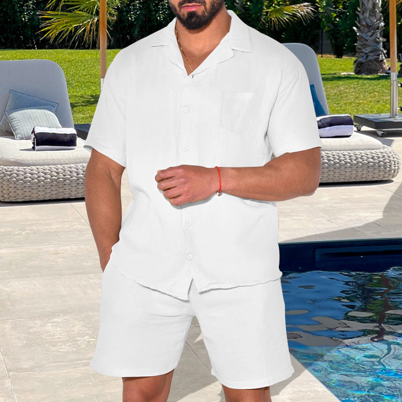 Hommes haut d'été à manches courtes avec shorts confortables Chic und Stil
