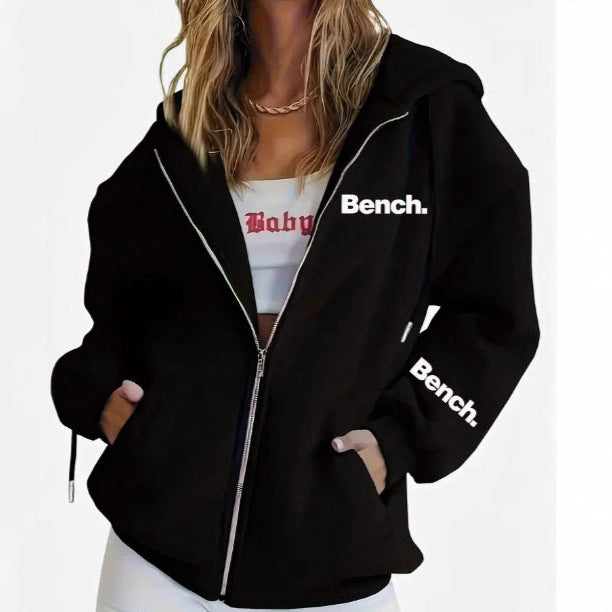 Veste à capuche oversized pour femmes avec fermeture éclair intégrale et poches pratiques Chic und Stil