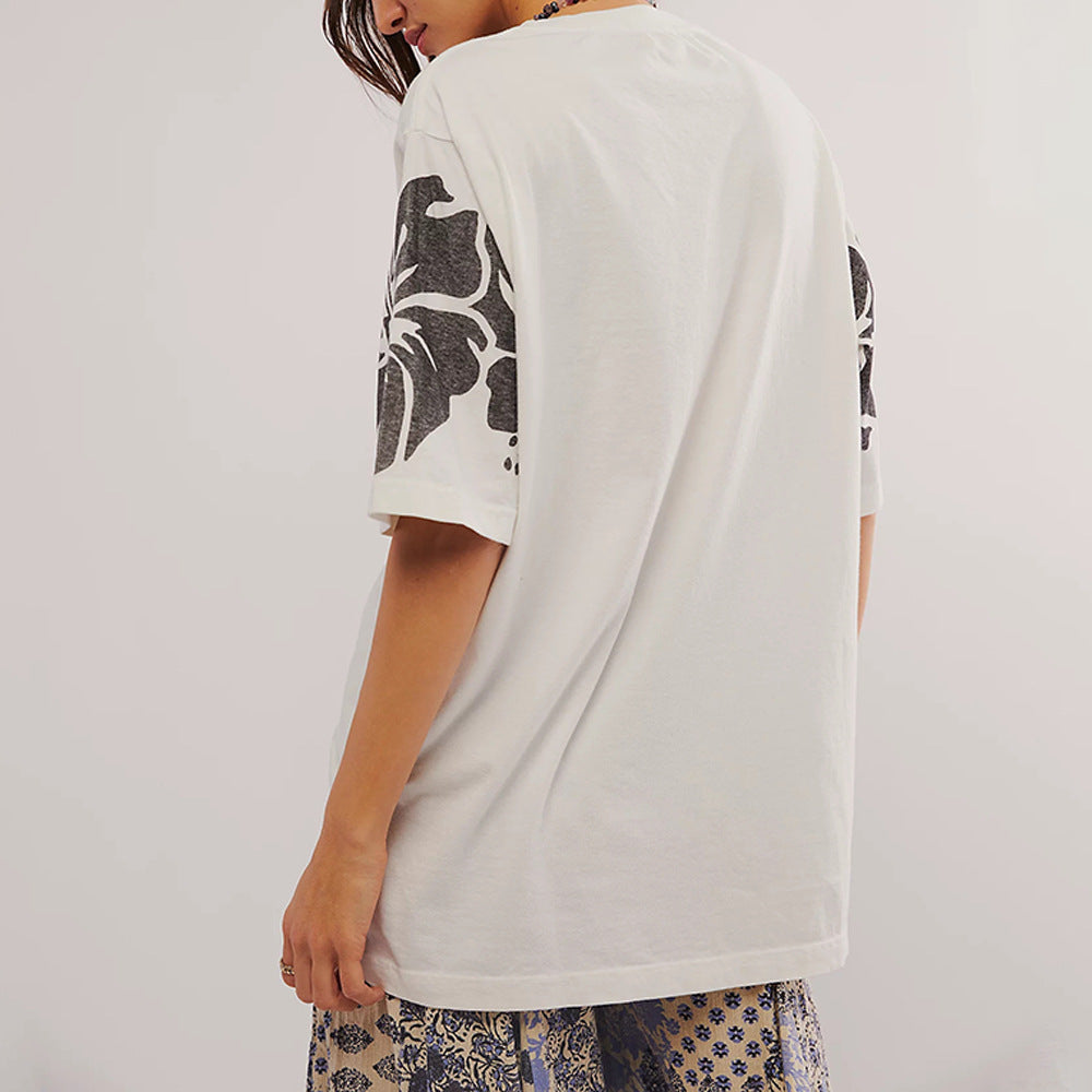 Chemise décontractée pour femmes avec imprimé floral et épaules tombantes Chic und Stil