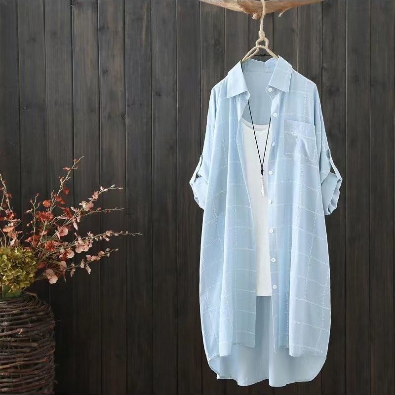 Dames grande taille lin Karoshiirt Chic und Stil