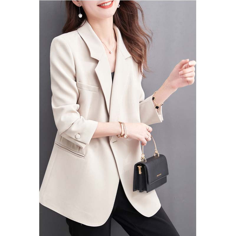Blazer de bureau ajusté pour femme avec manches retroussées Chic und Stil