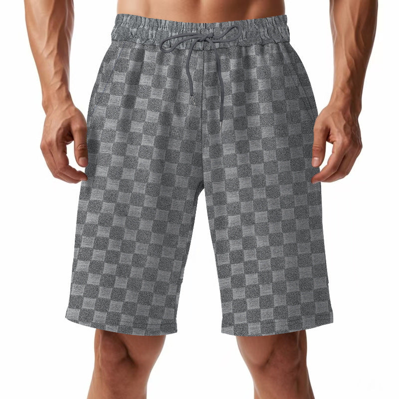 Shorts de plage décontractés pour hommes avec taille élastique et motif à carreaux moderne Chic und Stil
