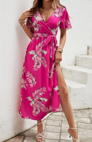 Robe maxi à motifs floraux à nouer Chic und Stil pour femmes