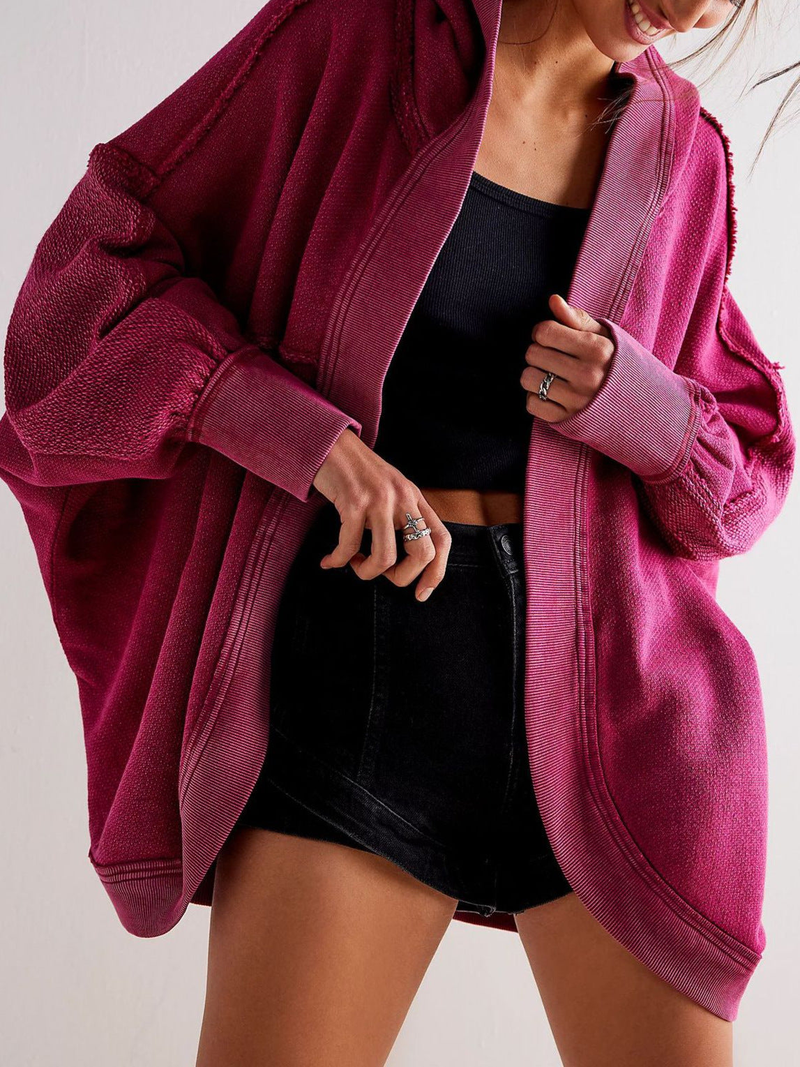 Dames hoodie oversize tendance avec tissage structuré Chic und Stil