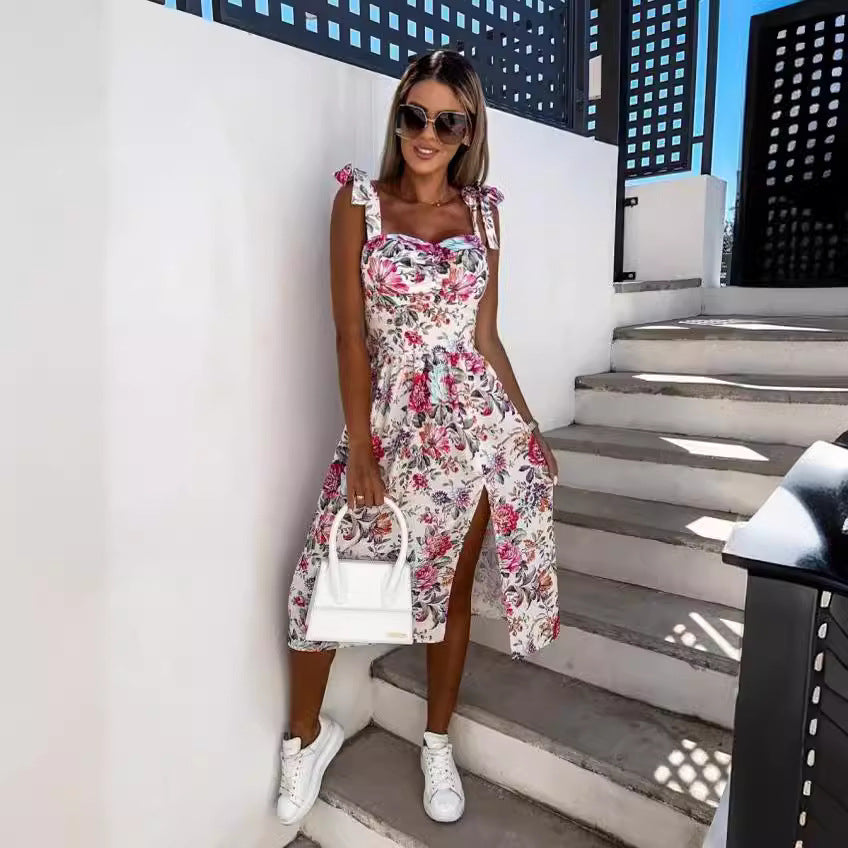 Robe midi à fente haute imprimé floral Chic und Stil