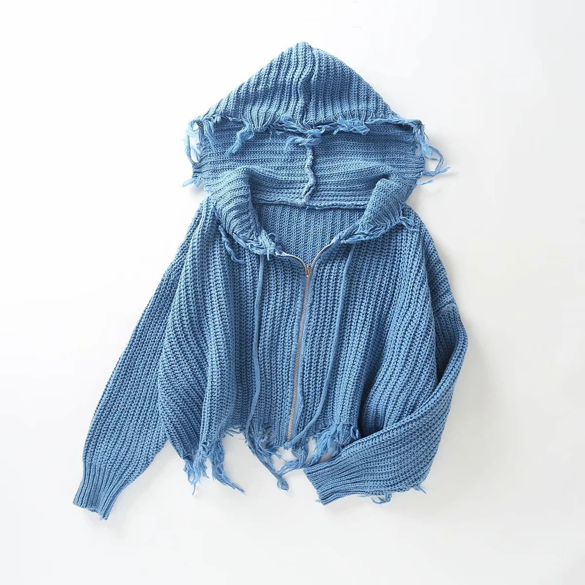 Dame pull à capuche ample avec capuche surdimensionnée et franges Chic und Stil