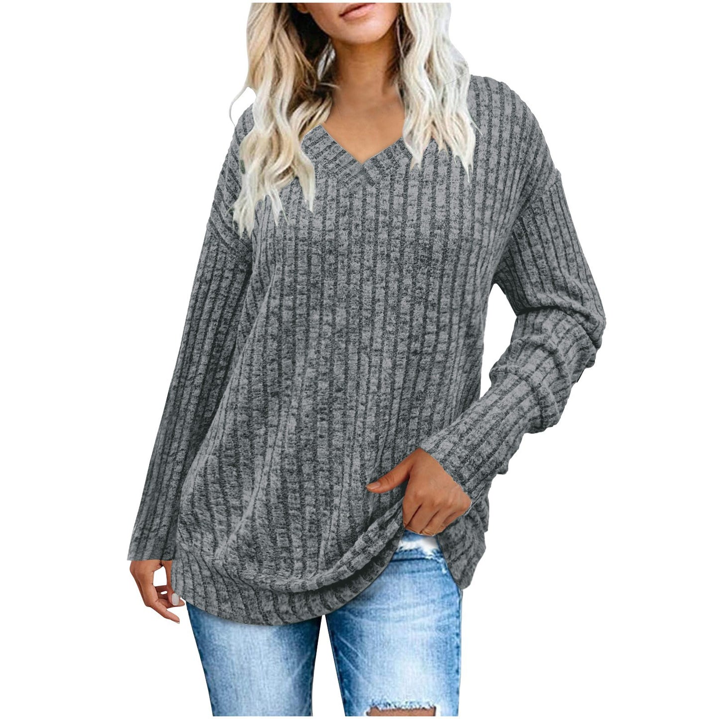 Dames V-cou tricot pull Chic und Stil
