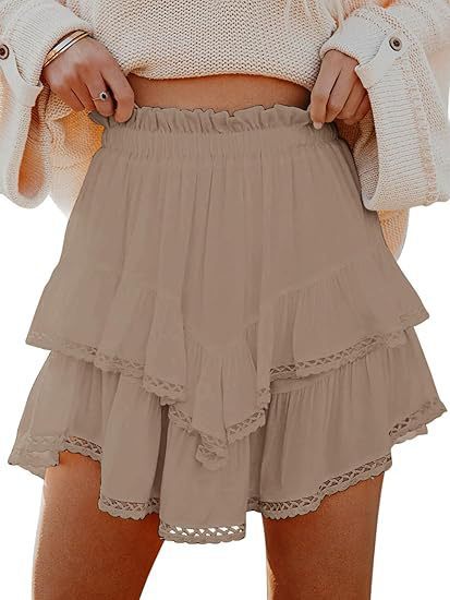 Jupe d'été pour femmes avec des détails voluminueux en dentelle et une taille élastique Chic und Stil