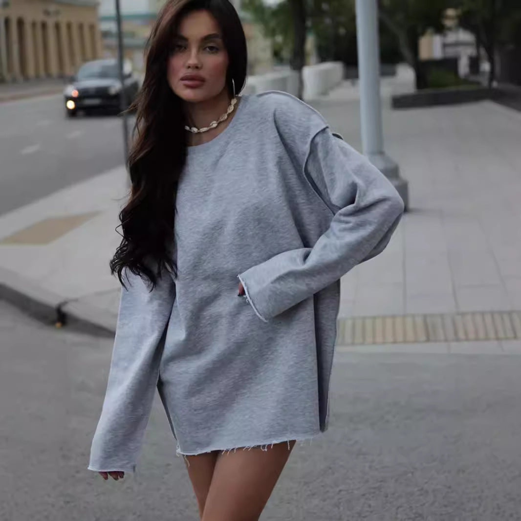 Pull over oversized décontracté pour femmes en mélange de coton doux Chic und Stil