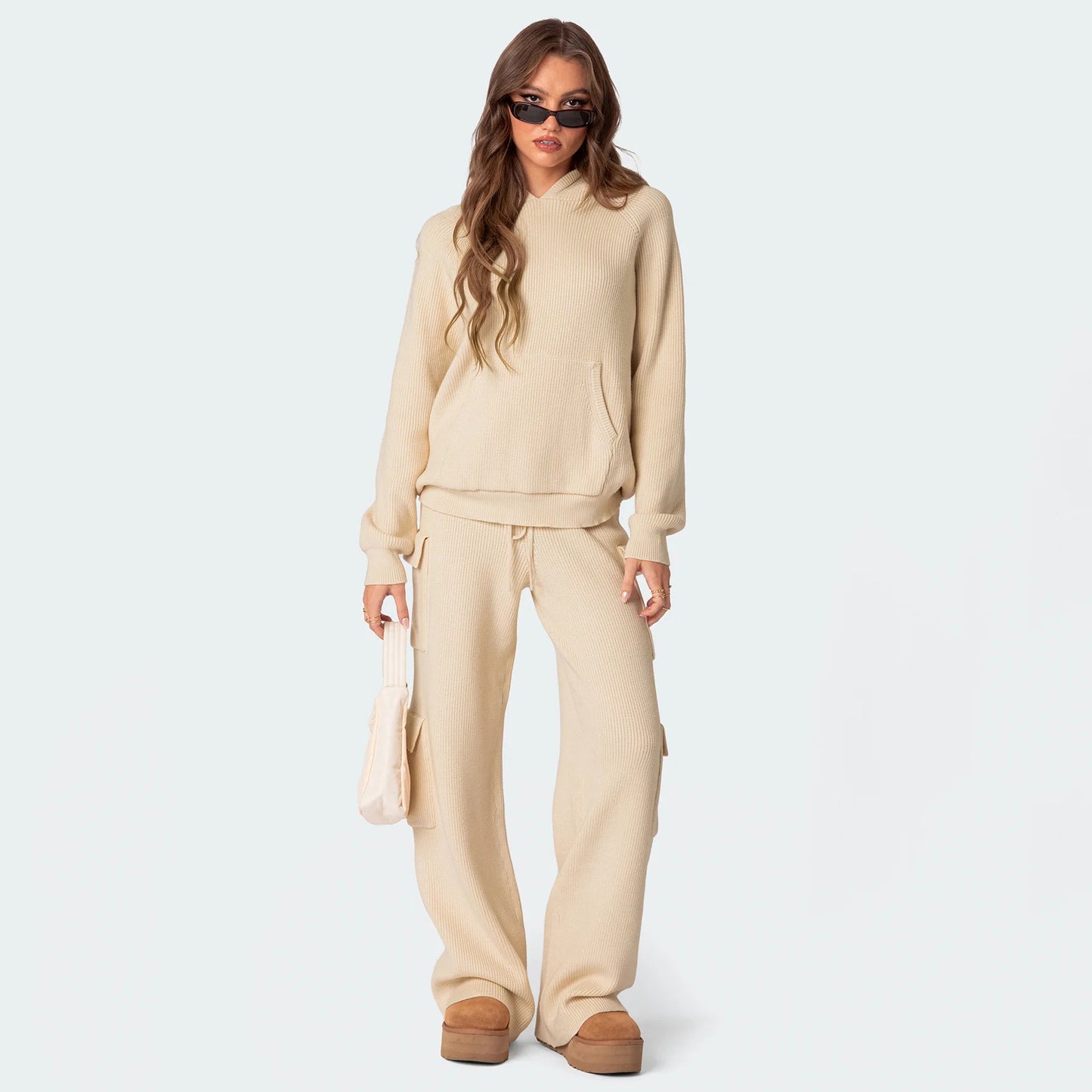 Dames Pull en tricot confortable avec capuche Chic und Stil