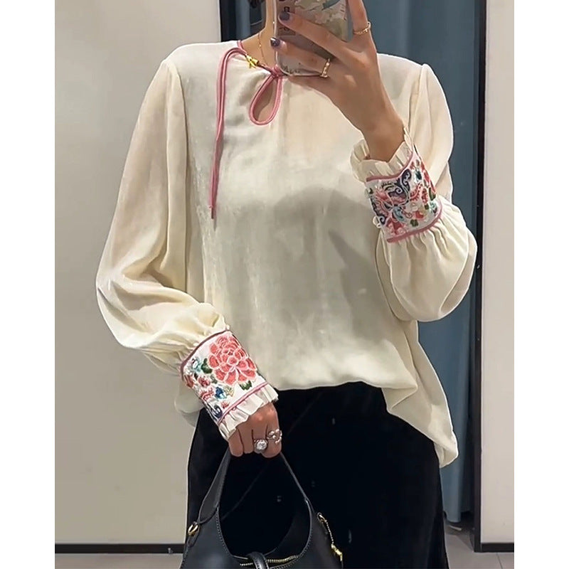 Blouse en Chiffon Brodé pour Femmes Chic und Stil