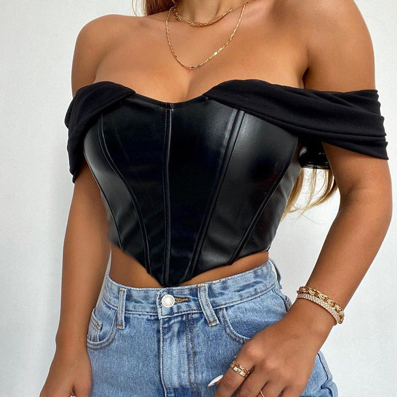Haut de corset pour femmes à design sans épaule avec des détails de volants raffinés Chic und Stil