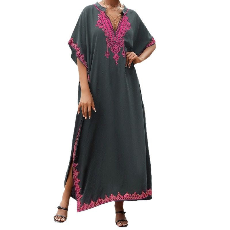 Robe kaftan élégante brodée pour dames Chic und Stil