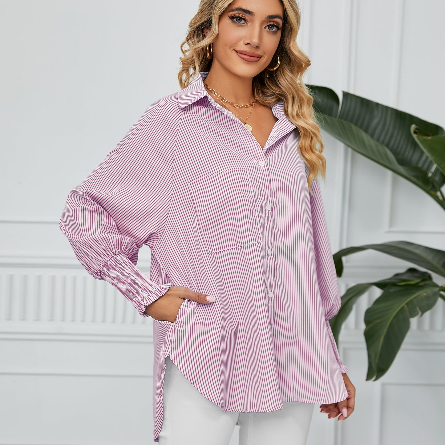 Blouse oversize décontractée pour femmes avec rayures Chic und Stil