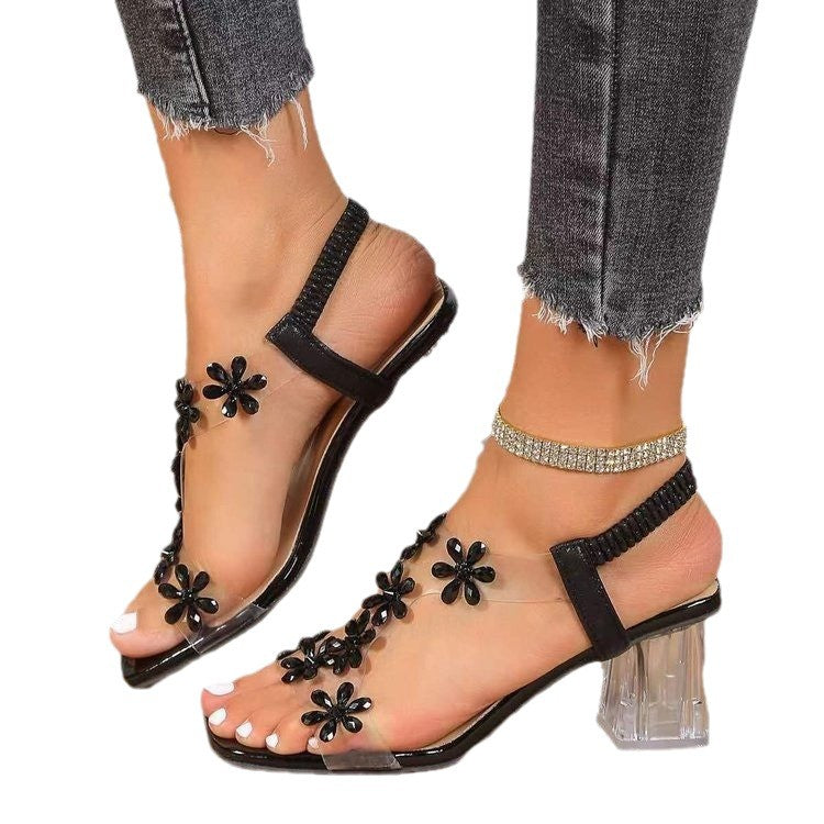 Sandales à talons décoratives fleuries pour dames Chic und Stil