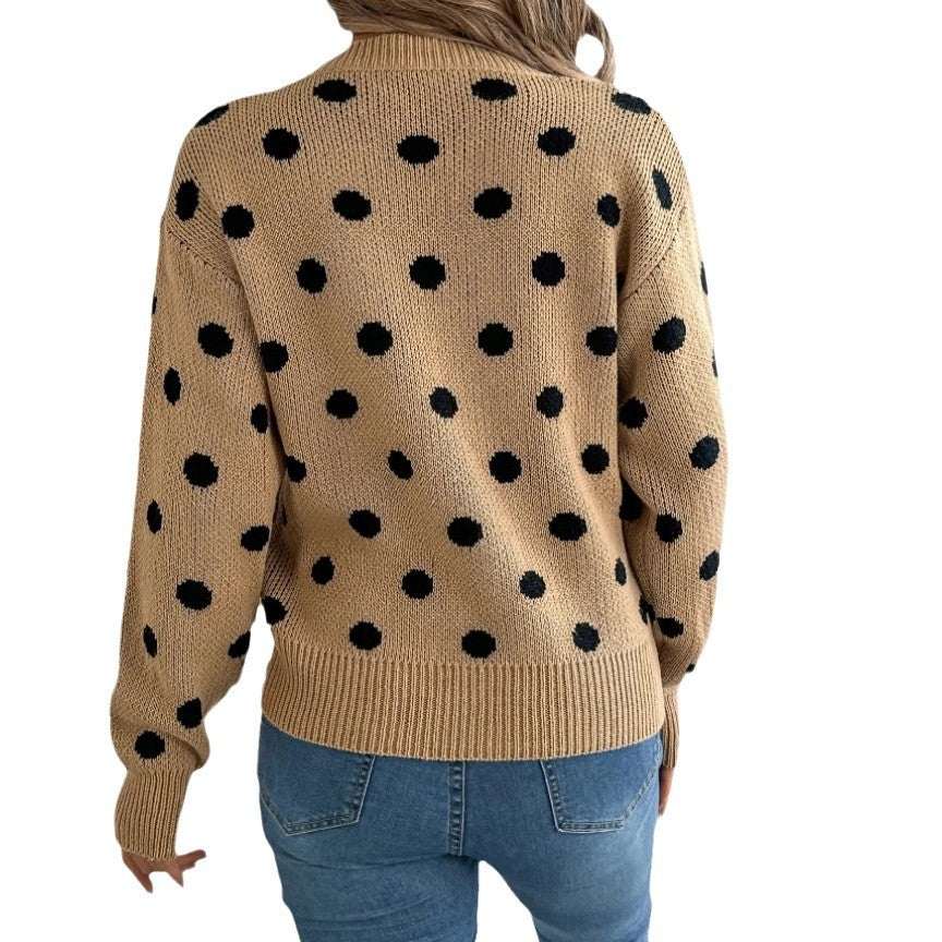Pull en grosse maille pour femmes avec motif à pois et coupe décontractée Chic und Stil