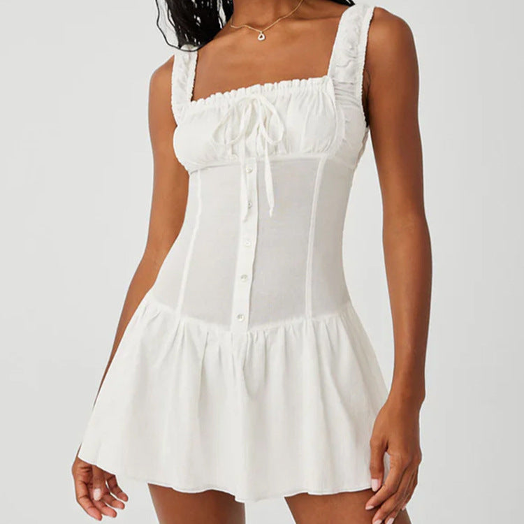 Robe mini femme avec détails en volants et nœud décoratif Chic und Stil