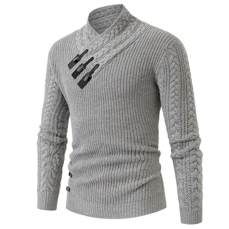Pull en tricot pour hommes avec col asymétrique et zipper décoratif Chic und Stil