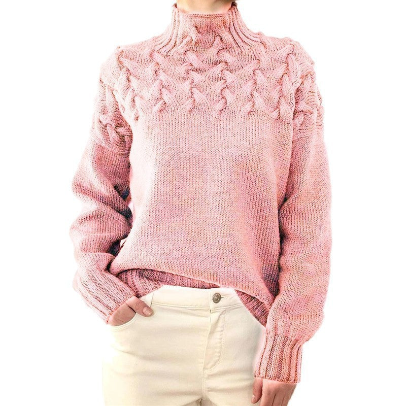 Pull en tricot pour femmes avec col montant et motif torsadé tendance Chic und Stil