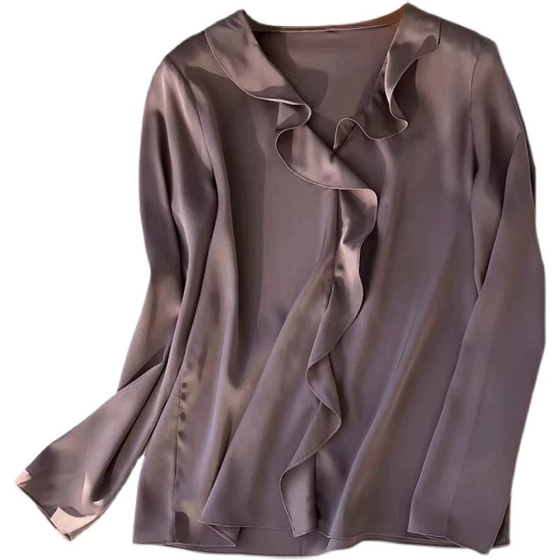 Blouse à col froncé boutonnée pour femmes Chic und Stil