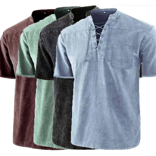 Chemise à manches courtes pour hommes avec un design moderne à lacets et une poche poitrine Chic und Stil