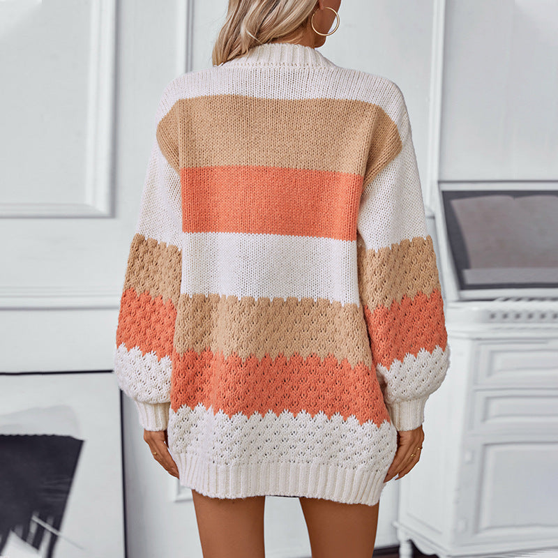 Veste pour femmes en tricot avec un design de blocs tendance et une texture aérienne Chic und Stil