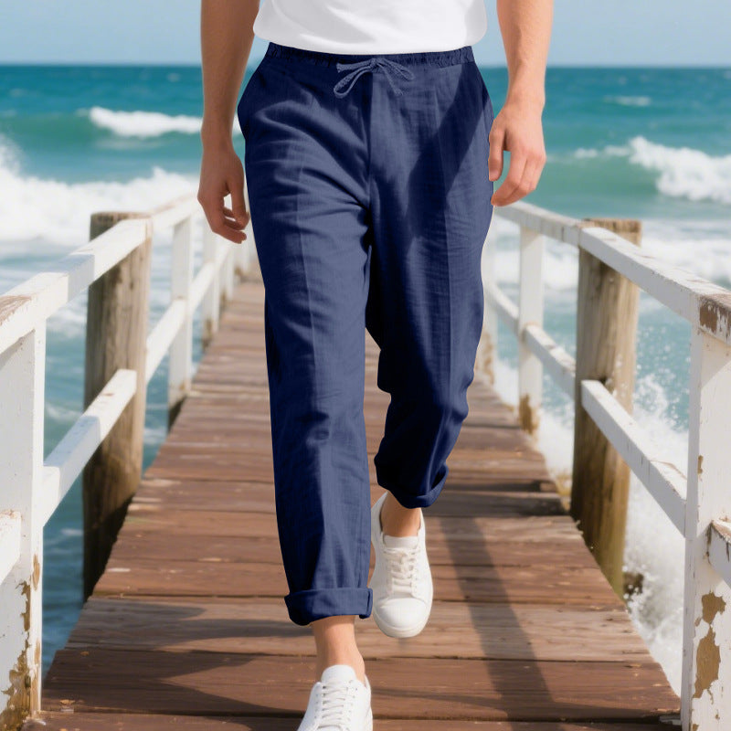 Pantalon d'été décontracté pour hommes avec taille élastique et poches latérales pratiques Chic und Stil