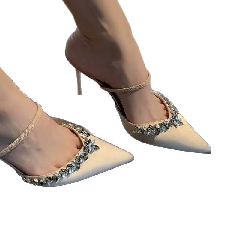 Dames Élégantes Escarpins à Bride Arrière avec Ornements en Strass Chic und Stil