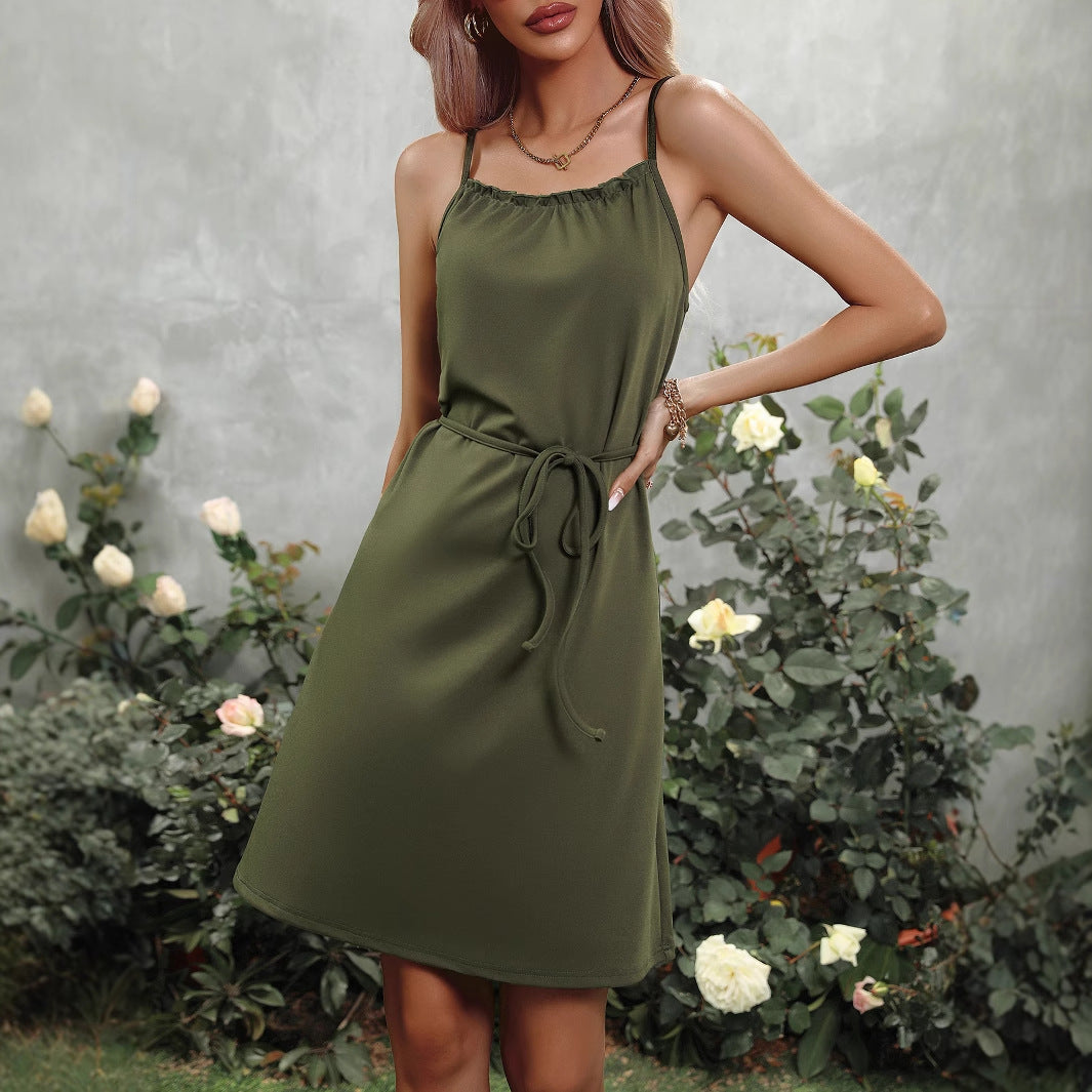 Robe d'été sans manches pour femmes avec cordon de taille ajustable Chic und Stil