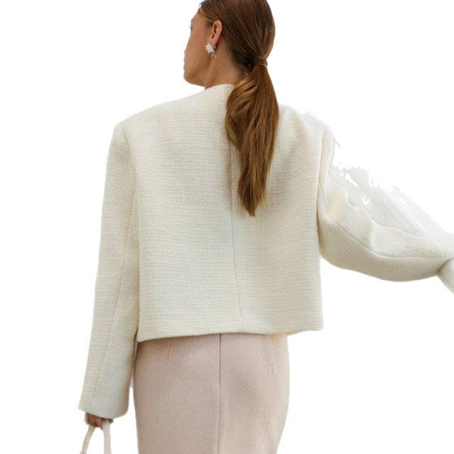 Dames élégante veste en coton avec détails de nœud décoratifs Chic und Stil