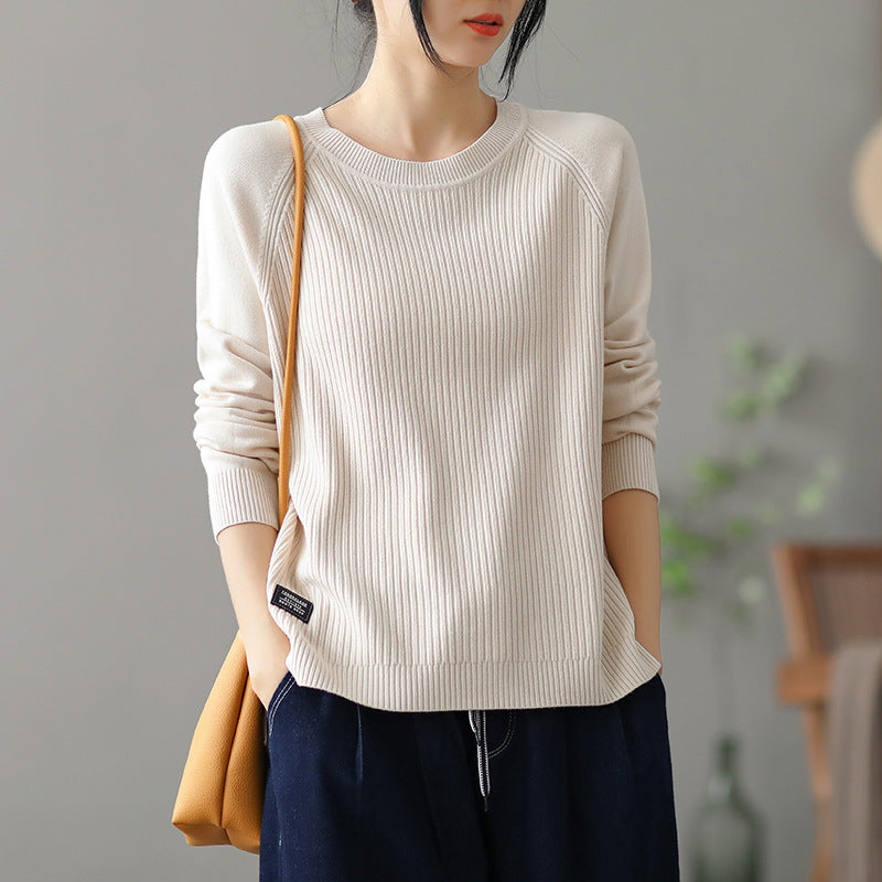 Pull-over en tricot côtelé décontracté pour femmes avec poches latérales Chic und Stil