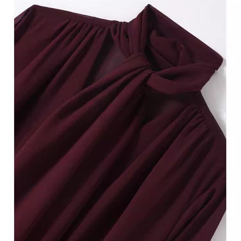 Blouse en chiffon fluide élégante pour femmes avec détail de nœud Chic und Stil