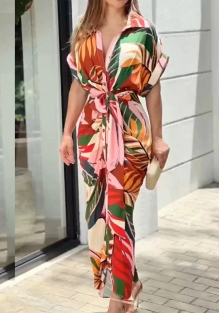 Robe maxi à boutons pour femmes avec design drapé Chic und Stil