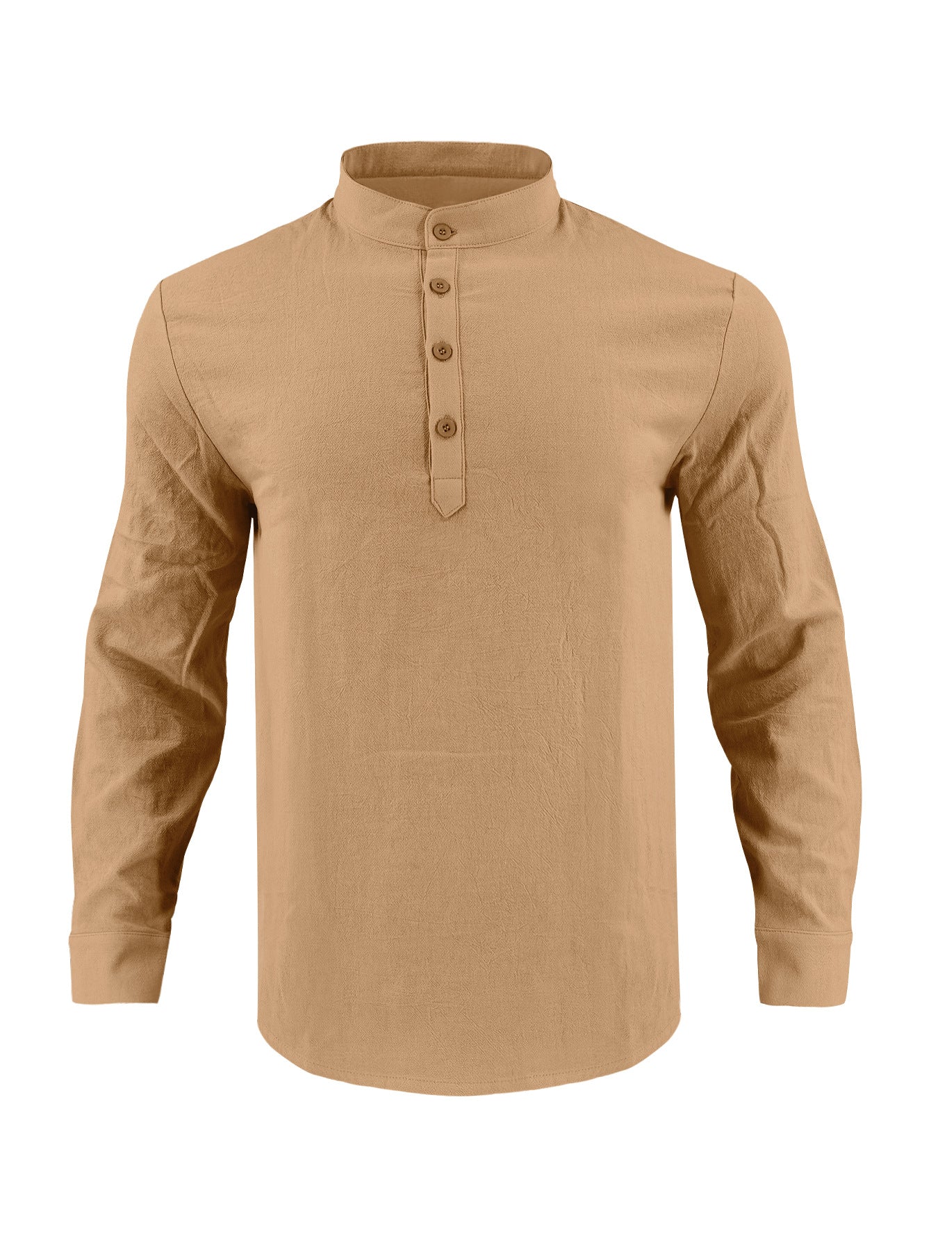 Chemise élégante pour hommes à manches longues avec col montant à la mode et surface texturée Chic und Stil