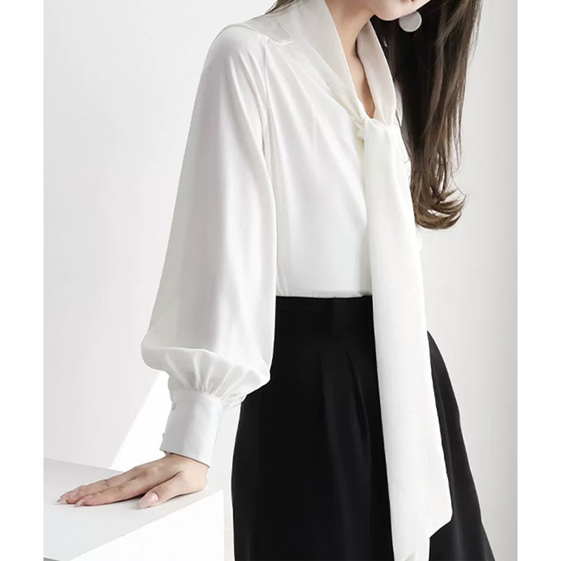 Blouse Élégante à Nœud Avant pour Femme Chic und Stil