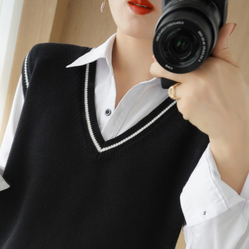 Dames V-encolure pull-over gilet Chic und Stil