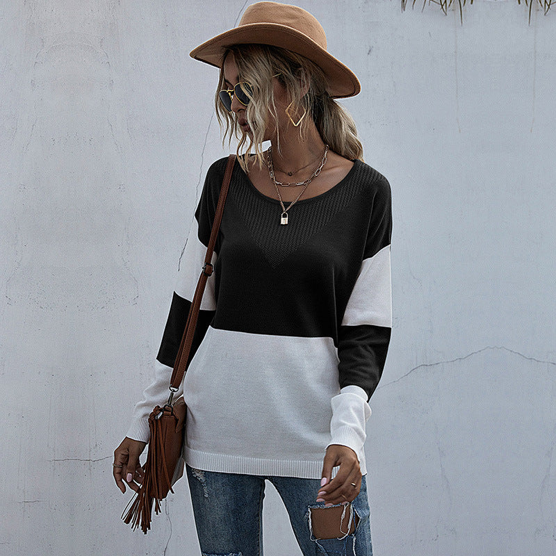 Pull en tricot décontracté pour femmes avec décolleté en V et motif géométrique Chic und Stil