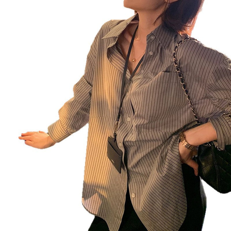 Chemise boutonnée surdimensionnée à rayures pour femmes Chic und Stil