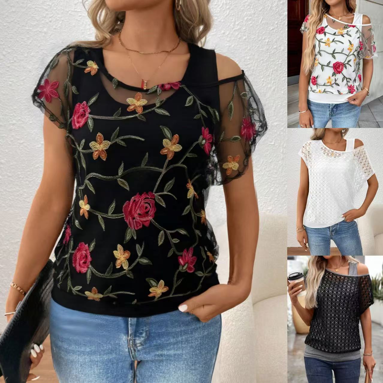 Chemisier femme avec des appliques florales Chic und Stil