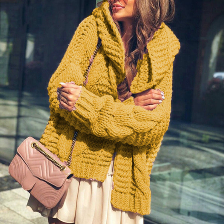Veste en gros tricot pour dames au style oversize décontracté avec col châle et grandes poches Chic und Stil