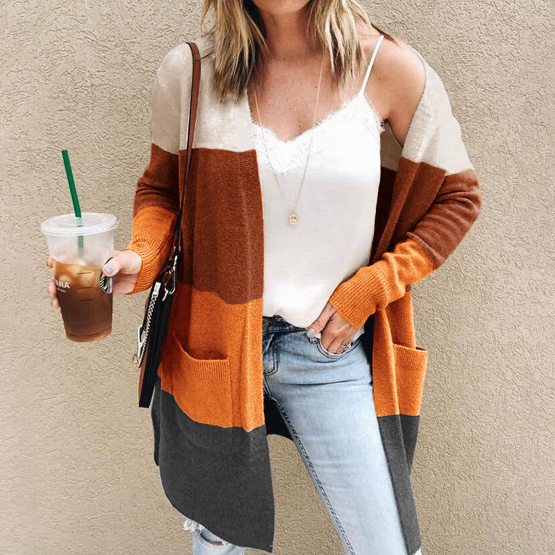 Veste en tricot pour femmes avec design en coloris bloc et poches pratiques Chic und Stil