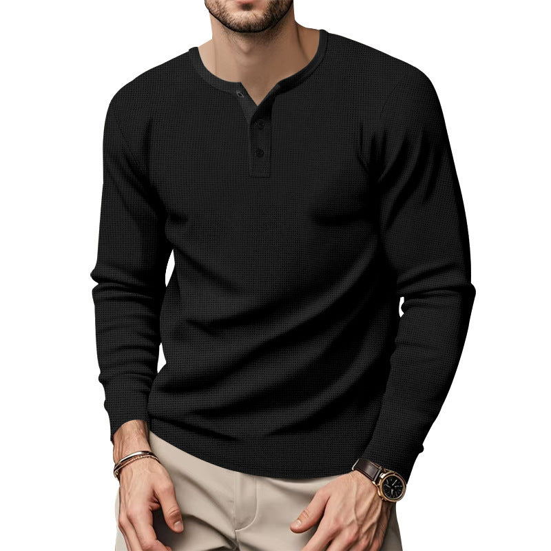 Chemise à manches longues pour hommes avec encolure Henley et surface texturée Chic und Stil