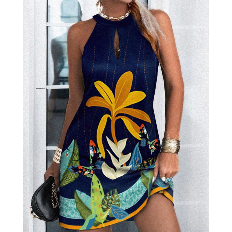 Robe shift à col halter pour femmes avec un motif à rayures accrocheur Chic und Stil