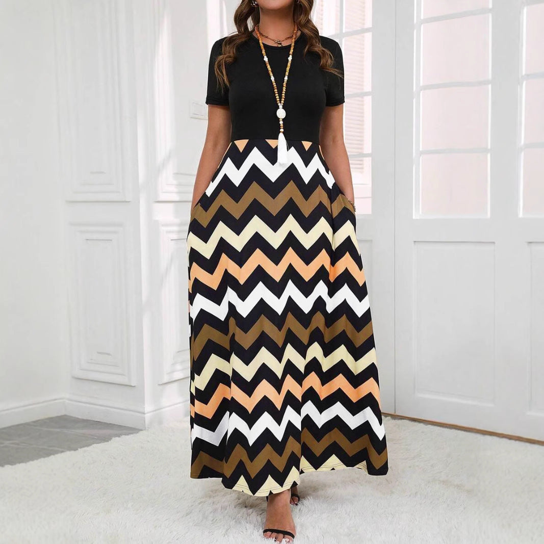 Robe maxi femme avec un motif zigzag moderne Chic und Stil