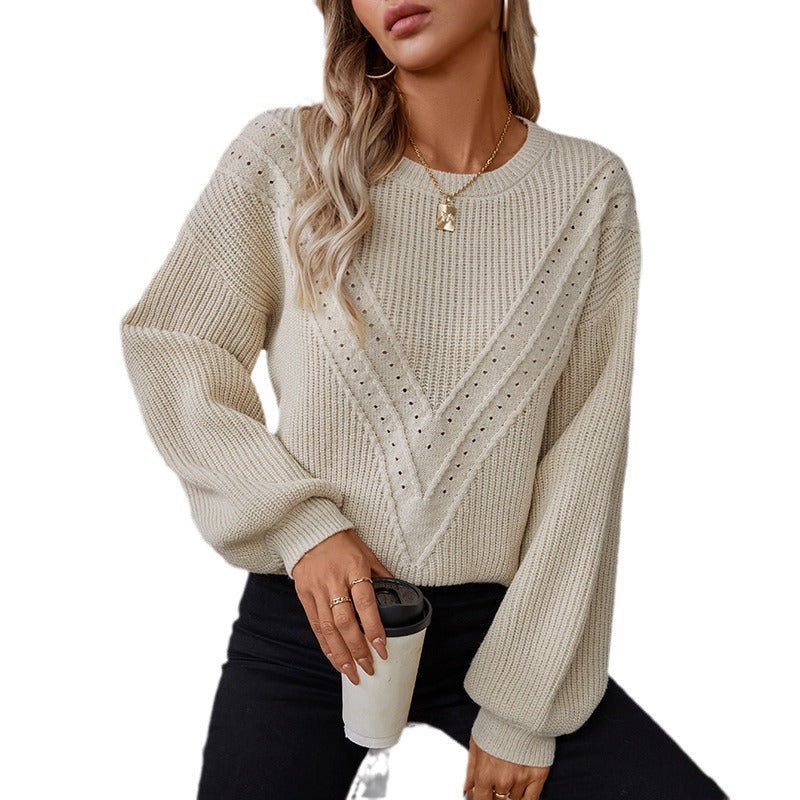 Pull en tricot pour femmes avec décolleté en V et motif texturé décoratif Chic und Stil