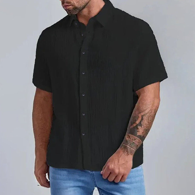 Chemise à manches courtes structurée pour hommes avec détails de boutons modernes Chic und Stil